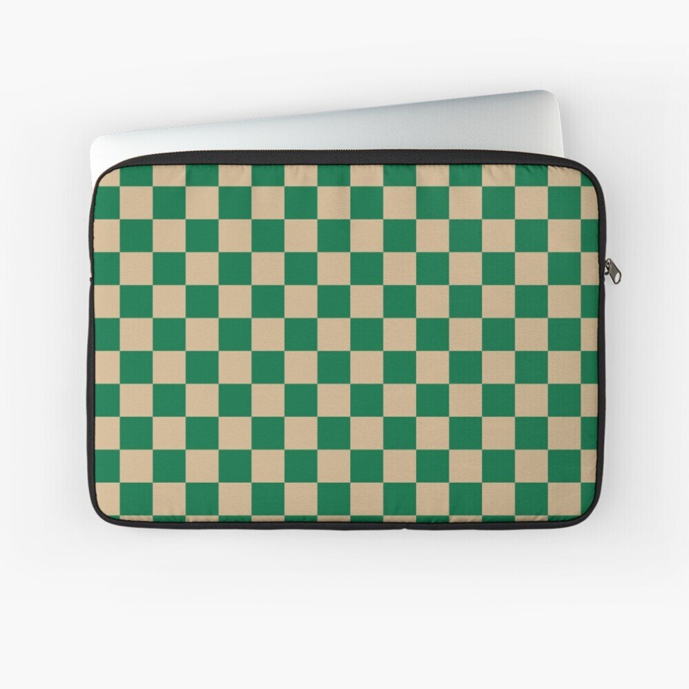 Laptop Sleeve Tan Brown And Cadmium Green Checkerboard 10 12 13 15 17 Inch Case Notebook Tablet Carrying Bag Cover Green,Brown 7802738433753