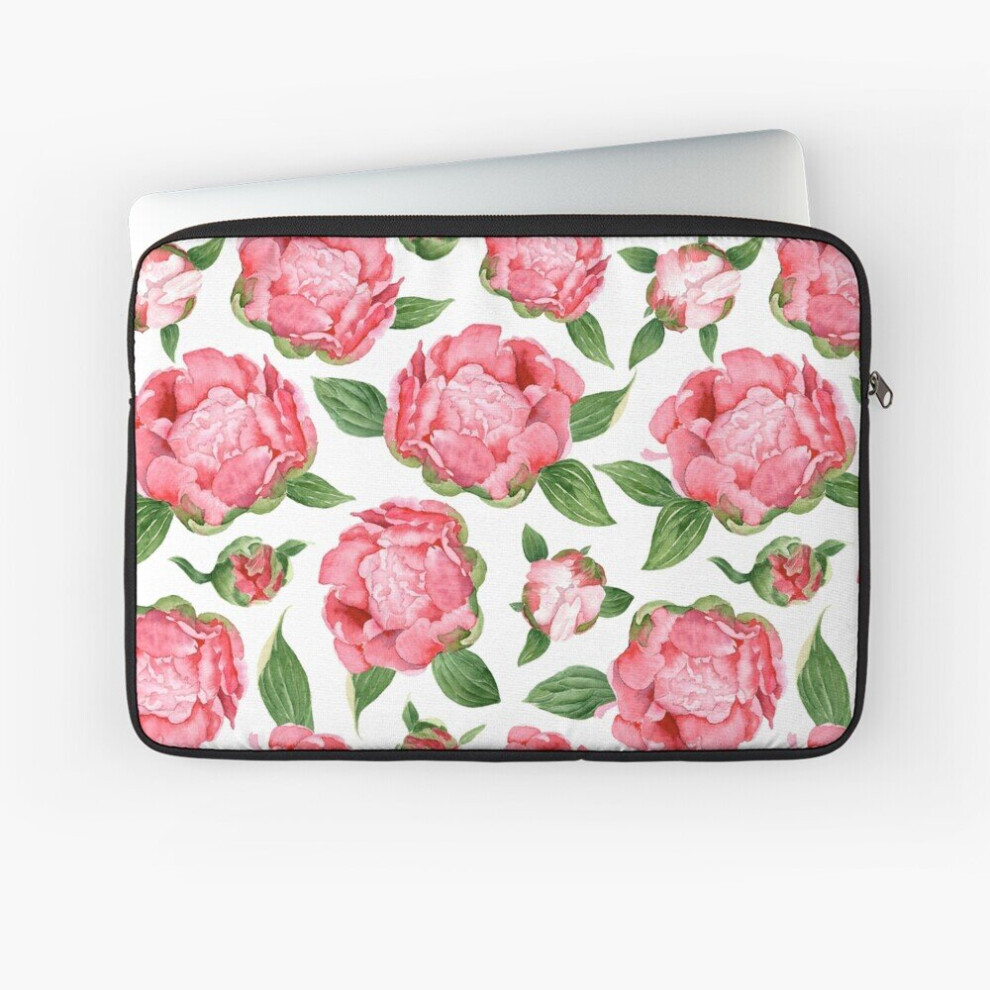 Laptop Sleeve Watercolor Peonies 10 12 13 15 17 Inch Case Notebook Tablet Carrying Bag Cover 7802738465389