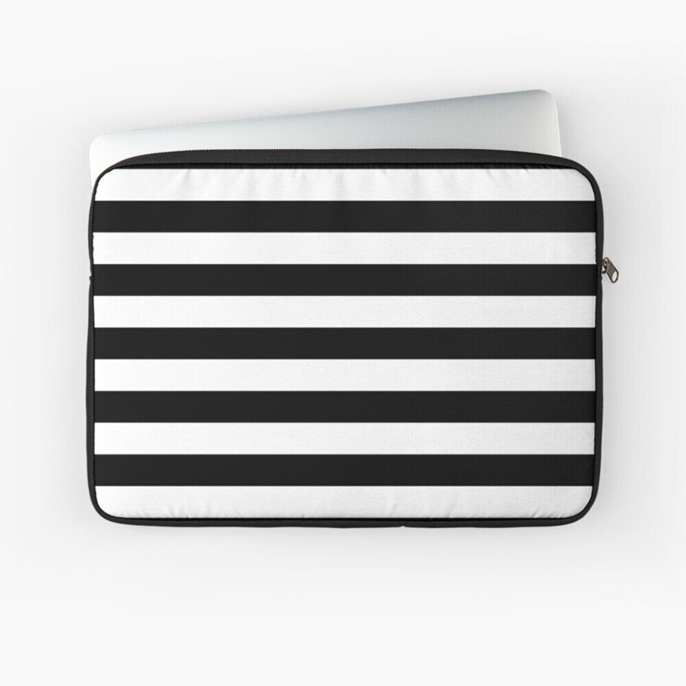 Laptop Sleeve Black And White Horizontal Stripes 10 12 13 15 17 Inch Case Notebook Tablet Carrying Bag Cover White,Black 7802738499438