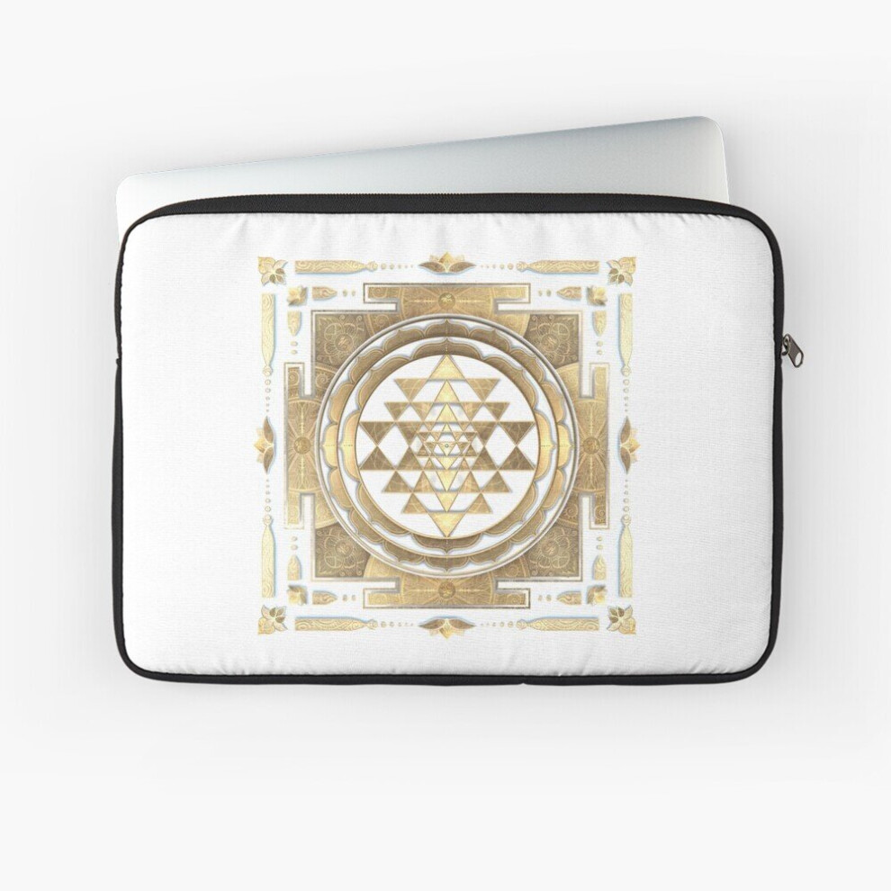 Laptop Sleeve Golden Sri Yantra (White) 10 12 13 15 17 Inch Case Notebook Tablet Carrying Bag Cover White 7802738460704