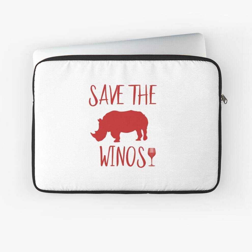 Laptop Sleeve Save The Winos Rhinoceros Wine Lover 10 12 13 15 17 Inch Case Notebook Tablet Carrying Bag Cover 7802738505030