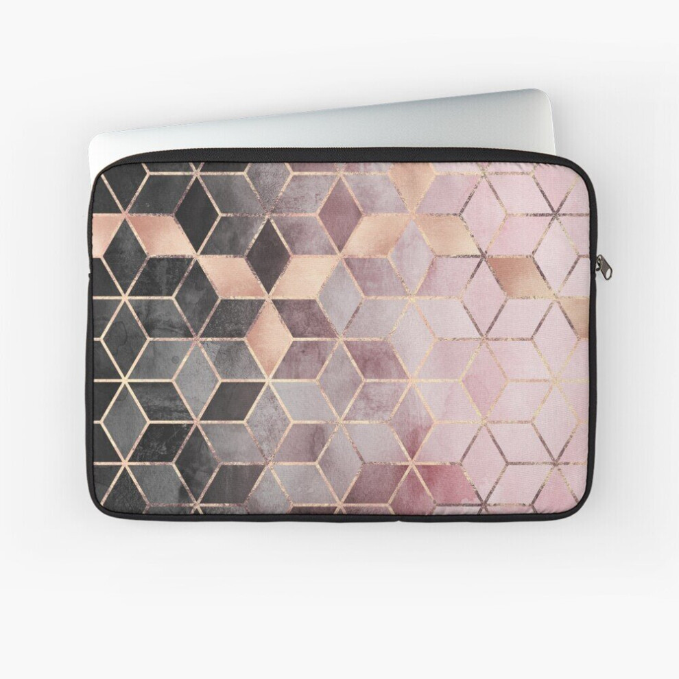 Laptop Sleeve Pink And Grey Gradient Cubes 10 12 13 15 17 Inch Case Notebook Tablet Carrying Bag Cover Pink,Grey 7802738411744