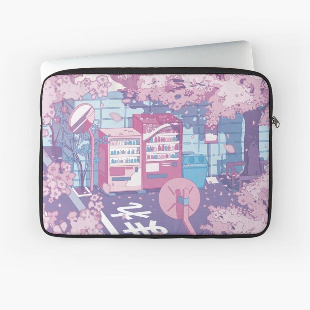 Laptop Sleeve A Beautiful Aesthetic Tokyo Street And The Sakura Tree Blossom (Pastel 10 12 13 15 17 Inch Case Notebook Tablet Carrying Bag Cover Pink 7802738478389