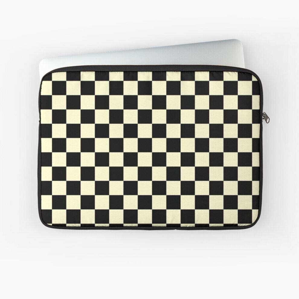 Laptop Sleeve Black And Cream Yellow Checkerboard 10 12 13 15 17 Inch Case Notebook Tablet Carrying Bag Cover Black,Cream,Yellow 7802738446425