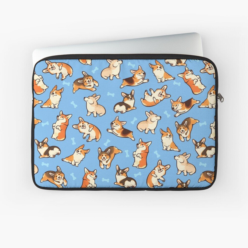 Bearlad Blue Laptop Sleeve Jolly Corgis In 10 12 13 15 17 Inch Case Notebook Tablet Carrying Bag Cover