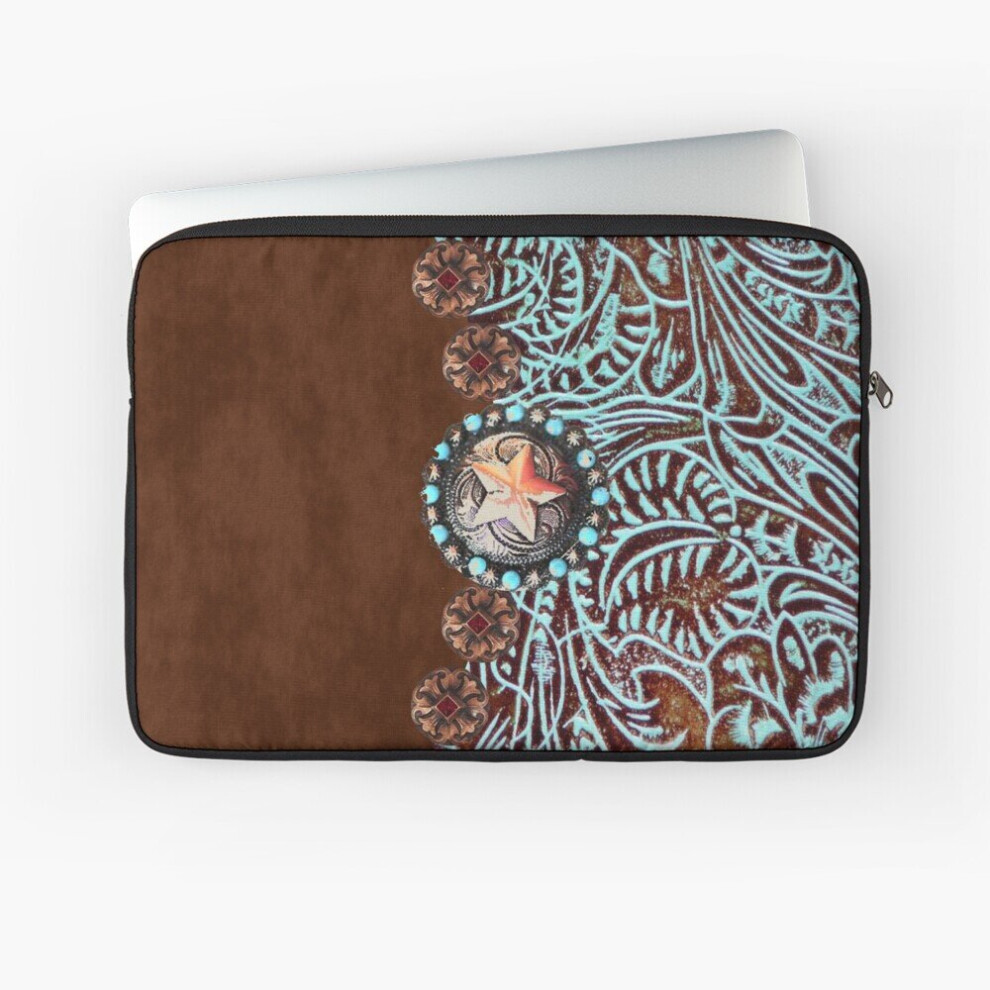Laptop Sleeve Primitive Cowboy Cowgirl Western Country Turquoise 10 12 13 15 17 Inch Case Notebook Tablet Carrying Bag Cover Brown 7802738432206