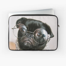 Laptop Sleeve Hipster Pug wearing glasses 10 12 13 15 17 Inch Case Notebook Tablet Carrying Bag Cover