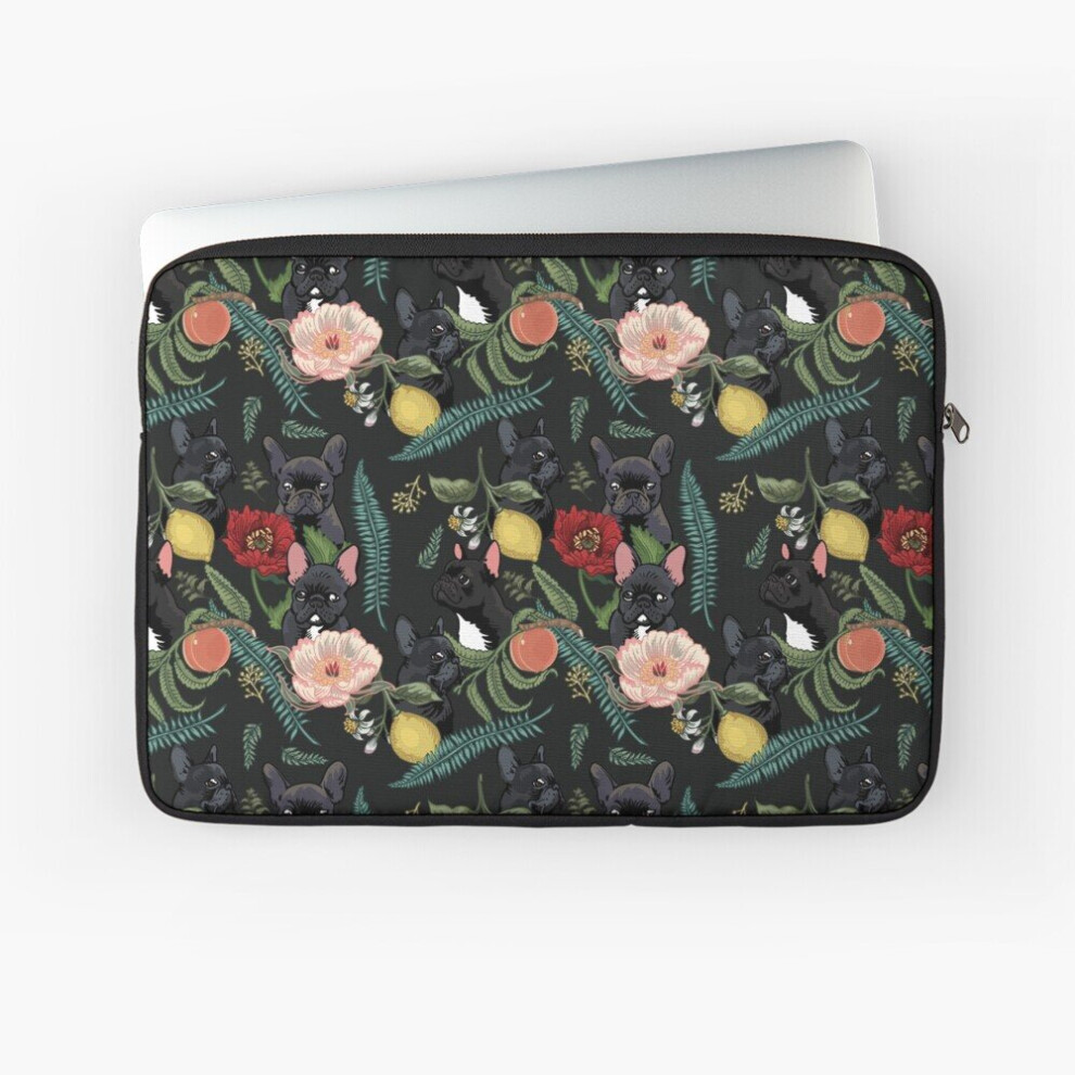 Laptop Sleeve Botanical And Frenchie 10 12 13 15 17 Inch Case Notebook Tablet Carrying Bag Cover Black 7802738426809