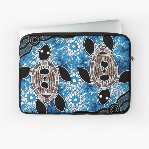 Laptop Sleeve Authentic Aboriginal Art - Sea Turtles 10 12 13 15 17 ...