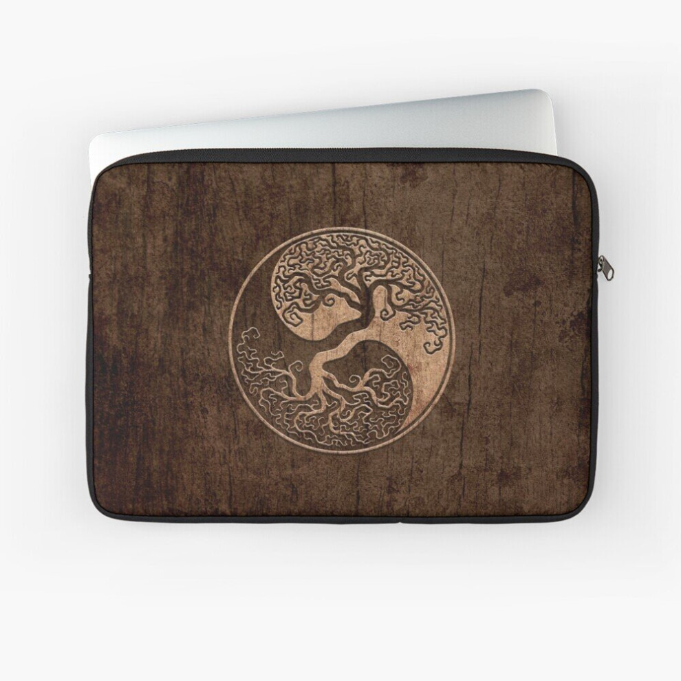 Laptop Sleeve Rough Wood Effect Tree Of Life Yin Yang 10 12 13 15 17 Inch Case Notebook Tablet Carrying Bag Cover Grain 7802738431339