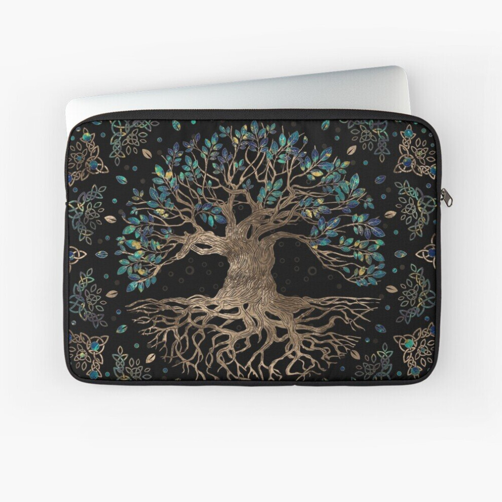 Laptop Sleeve Tree Of Life -Yggdrasil And Marble Ornament 10 12 13 15 17 Inch Case Notebook Tablet Carrying Bag Cover Golden 7802738493696