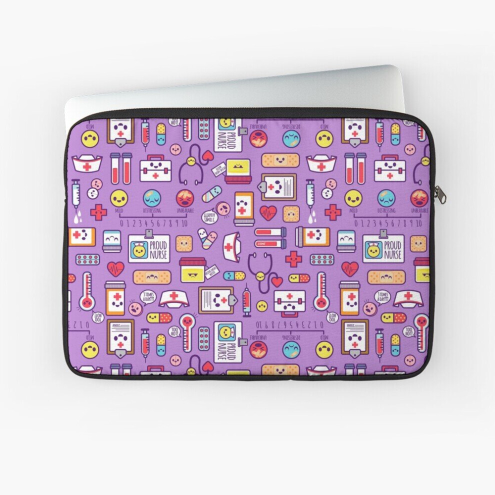 Laptop Sleeve "Proud To Be A Nurse" Pattern / 10 12 13 15 17 Inch Case Notebook Tablet Carrying Bag Cover Purple 7802738478044