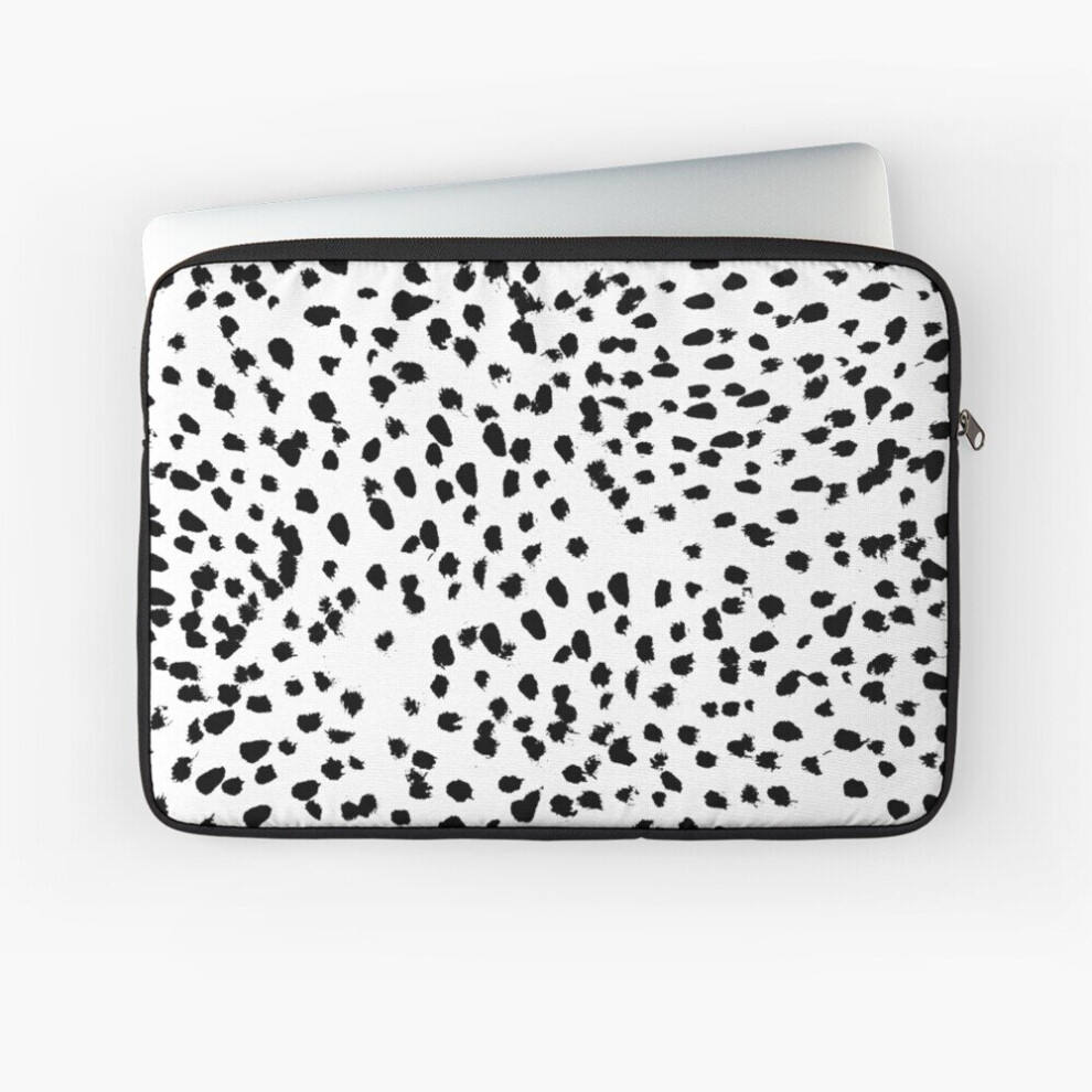 Laptop Sleeve Nadia - Black And White, Animal Print, Dalmatian Spot, Spots, Dots, Bw 10 12 13 15 17 Inch Case Notebook Tablet Carrying Bag Cover White,Black 7802738411843