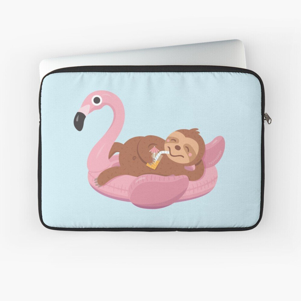 Laptop Sleeve Chilling Sloth On Flamingo Float 10 12 13 15 17 Inch Case Notebook Tablet Carrying Bag Cover 7802738469042