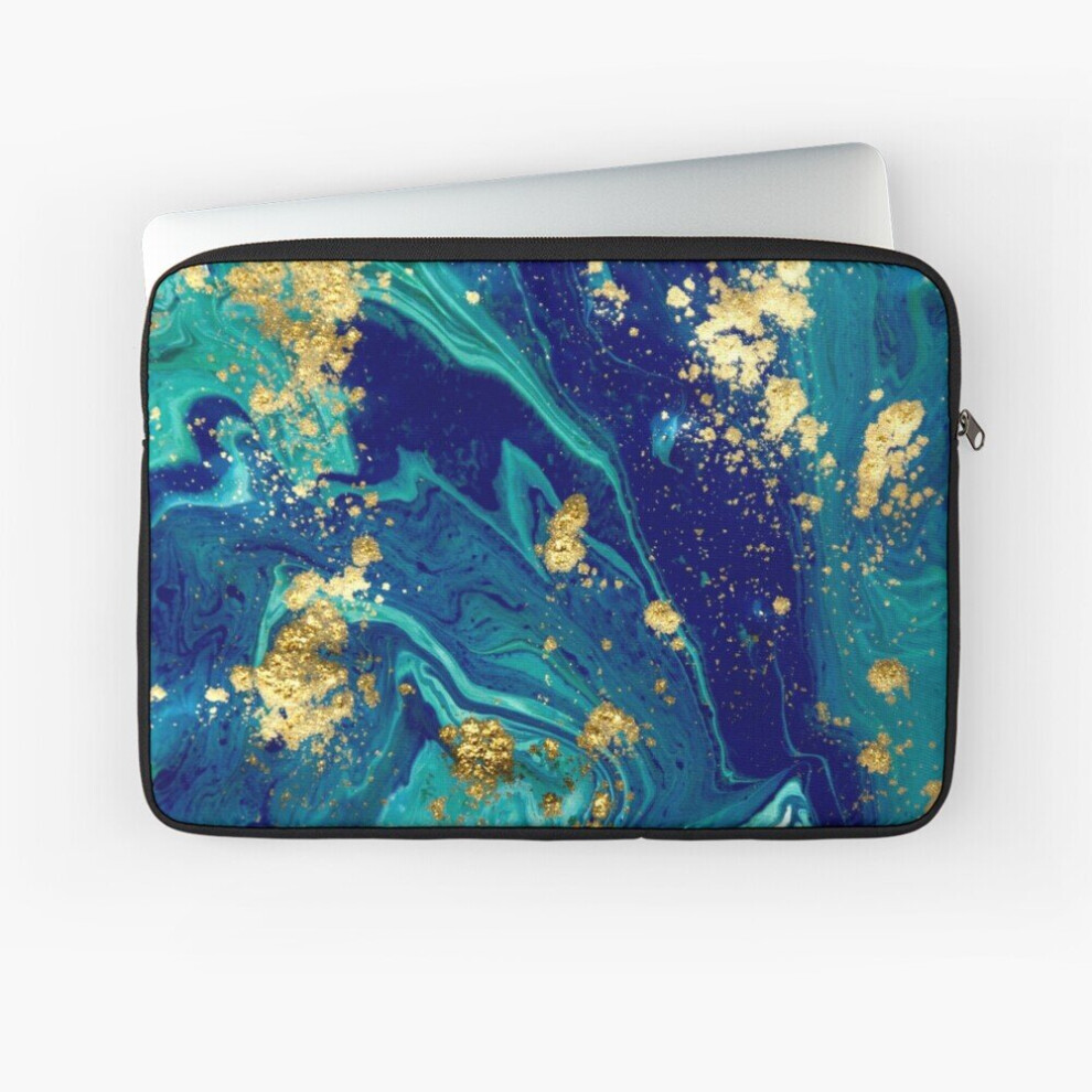 Laptop Sleeve Marble 10 12 13 15 17 Inch Case Notebook Tablet Carrying Bag Cover Golden/Turquoise 7802738424195