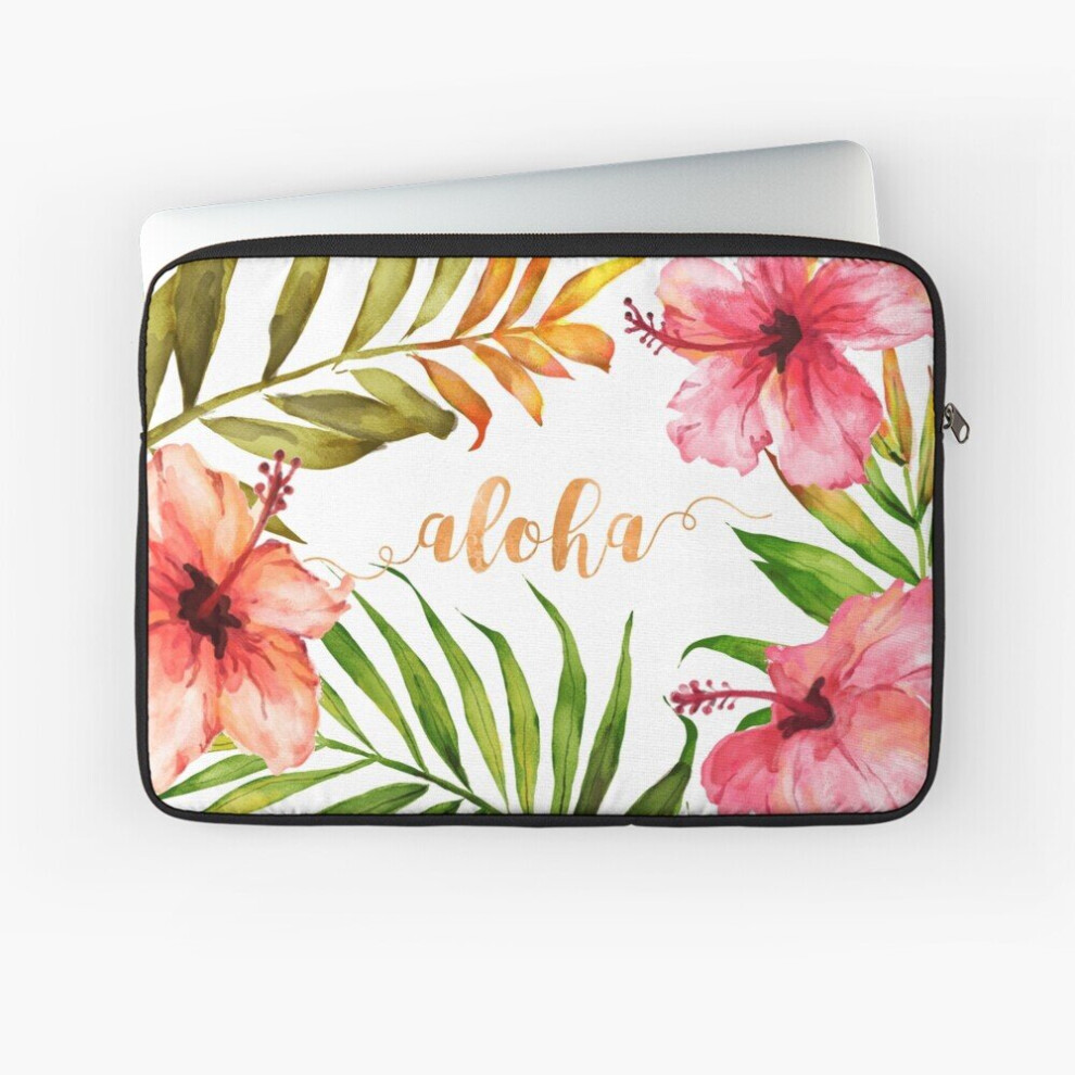 Laptop Sleeve Aloha Tropical Hawaiian Floral Watercolor 10 12 13 15 17 Inch Case Notebook Tablet Carrying Bag Cover 7802738412628