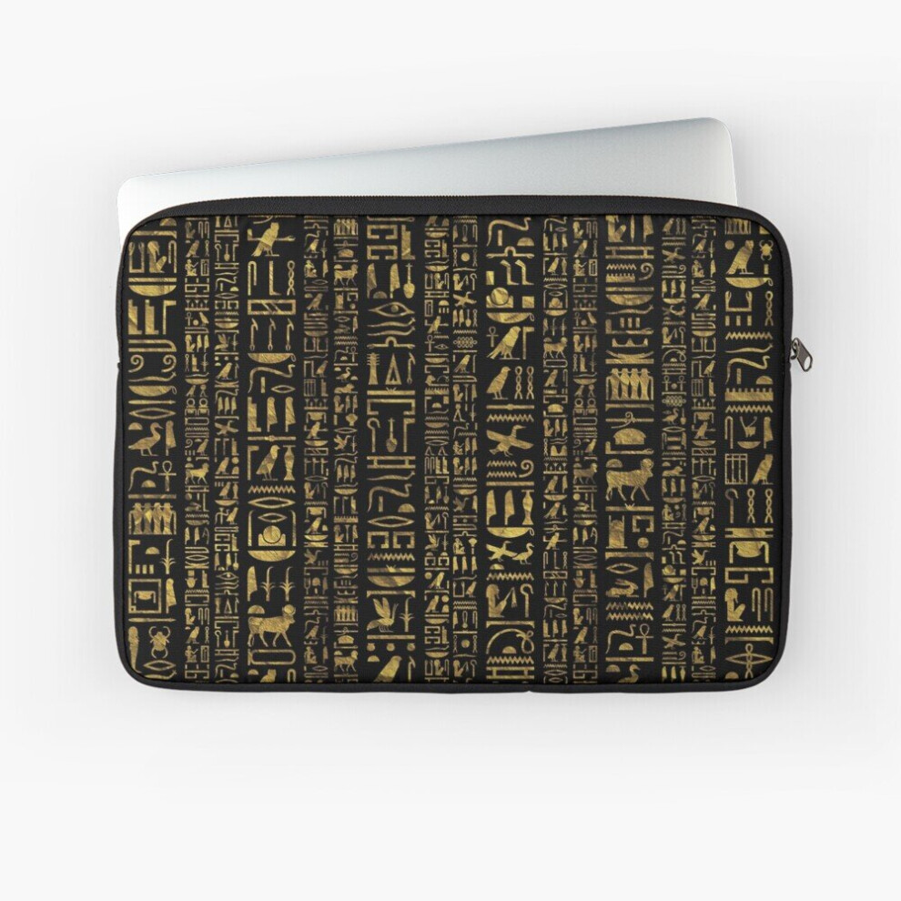 Laptop Sleeve Egyptian Hieroglyphs Vintage Gld On 10 12 13 15 17 Inch Case Notebook Tablet Carrying Bag Cover Black 7802738422566