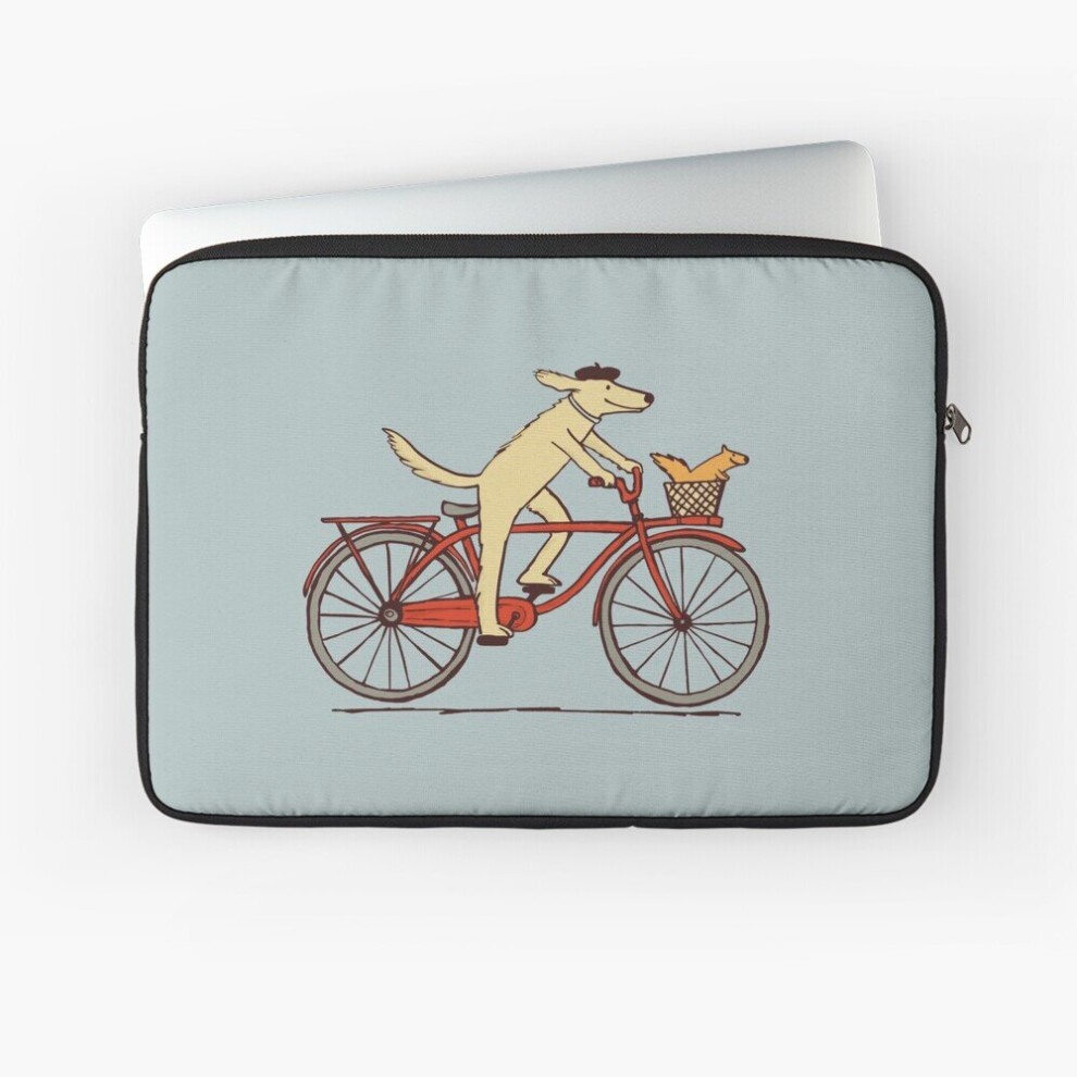 Laptop Sleeve Dog And Squirrel Are Friends Whimsical Animal Art Dog Riding A Bicycle 10 12 13 15 17 Inch Case Notebook Tablet Carrying Bag Cover 7802738502763