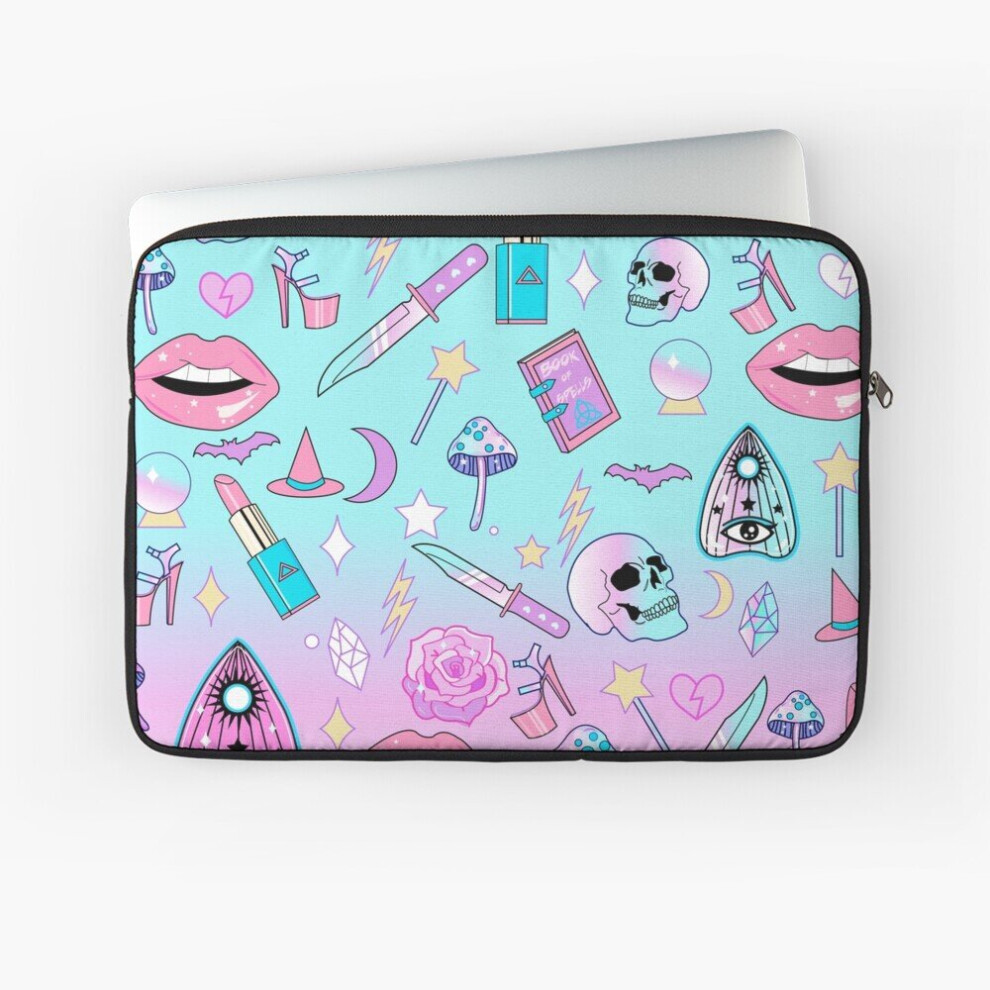 Laptop Sleeve Girly Pastel Witch Goth Pattern 10 12 13 15 17 Inch Case Notebook Tablet Carrying Bag Cover 7802738426694