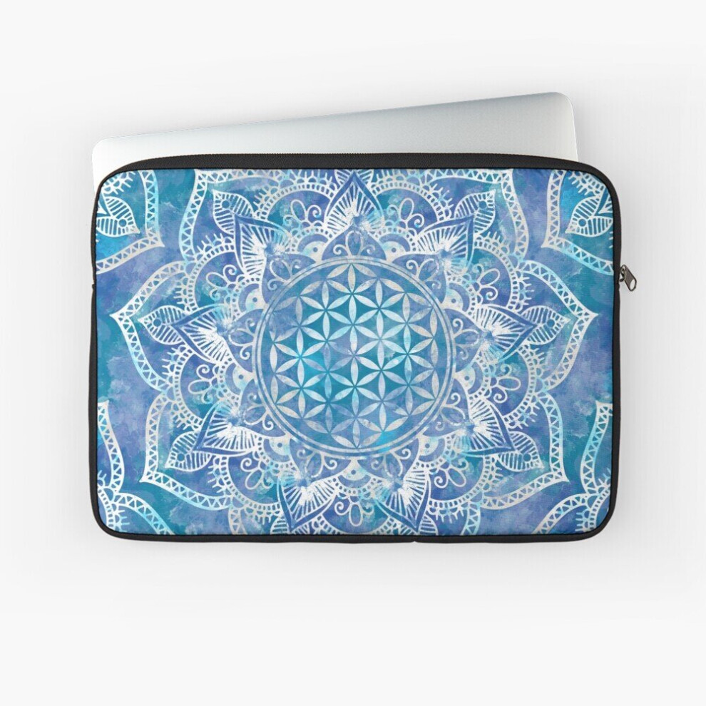 Laptop Sleeve Flower Of Life In Lotus - Watercolor 10 12 13 15 17 Inch Case Notebook Tablet Carrying Bag Cover Blue 7802738501162