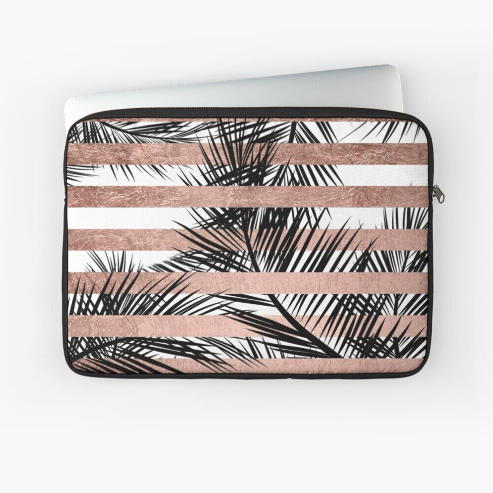 Laptop Sleeve Trendy Tropical Palm Trees Chic Rose Stripes 10 12 13 15 17 Inch Case Notebook Tablet Carrying Bag Cover Gold 7802738427448