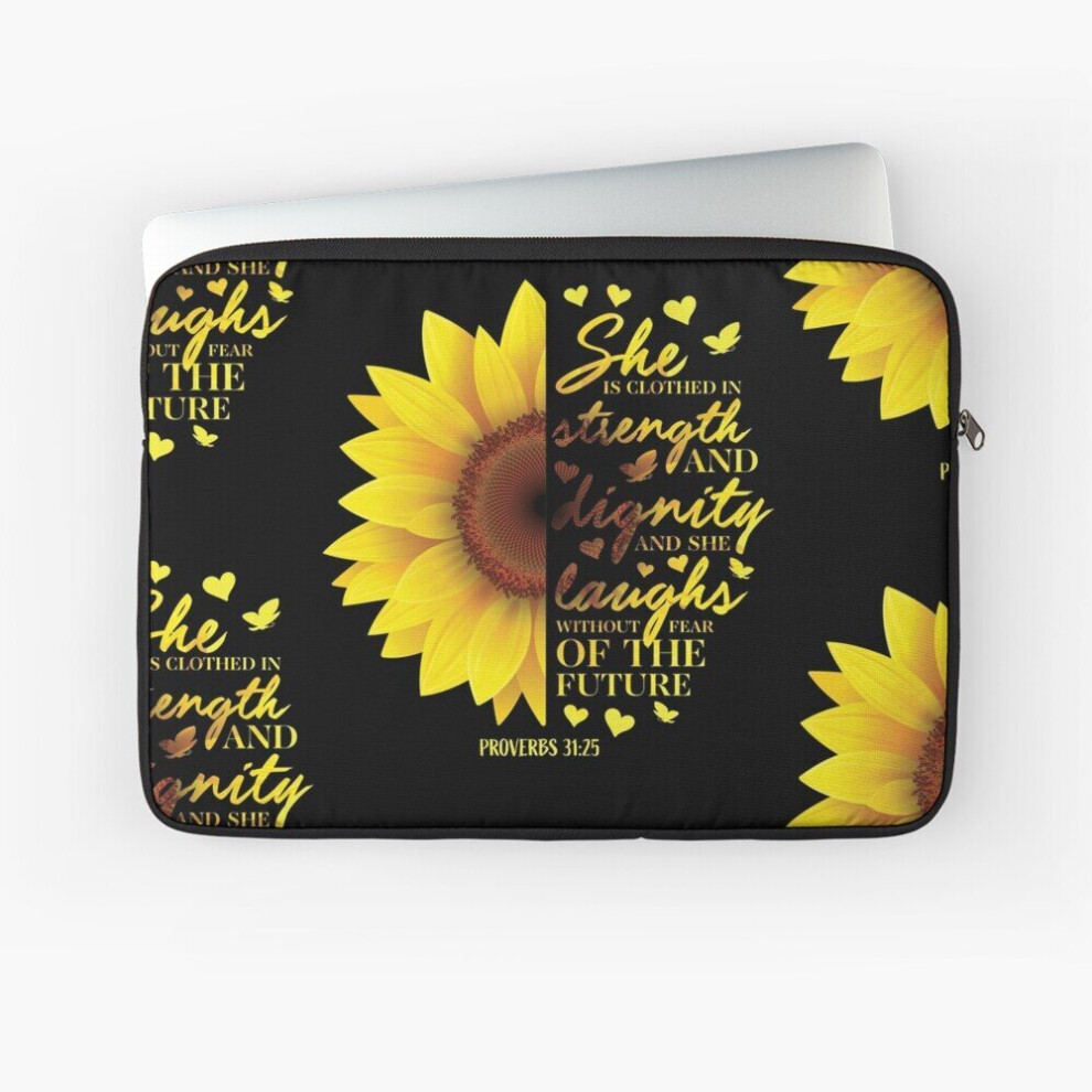 Laptop Sleeve Sunflower Christian Bible Verse Proverbs 31 10 12 13 15 17 Inch Case Notebook Tablet Carrying Bag Cover 7802738453782
