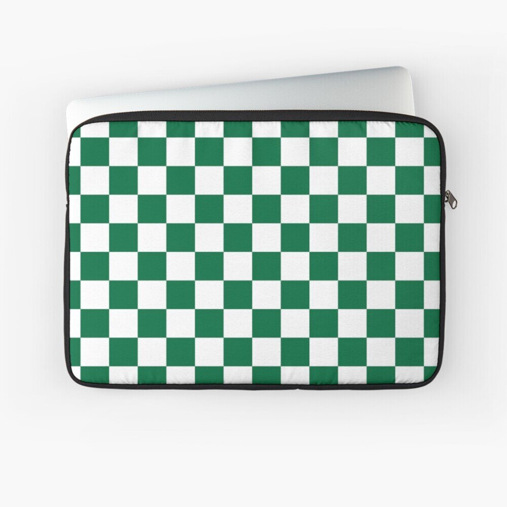 Laptop Sleeve Green And White Square Checkered Pattern Chessboard Checkerboard Pattern 10 12 13 15 17 Inch Case Notebook Tablet Carrying Bag Cover White,Green 7802738456042