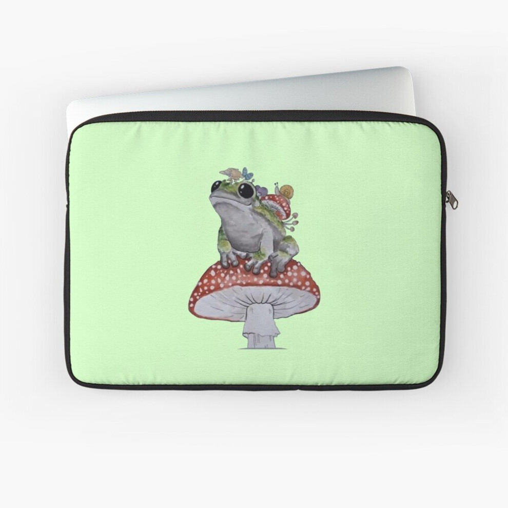 Laptop Sleeve Frog On Toadstool W/ Stuff Going On Top 10 12 13 15 17 Inch Case Notebook Tablet Carrying Bag Cover 7802738499773