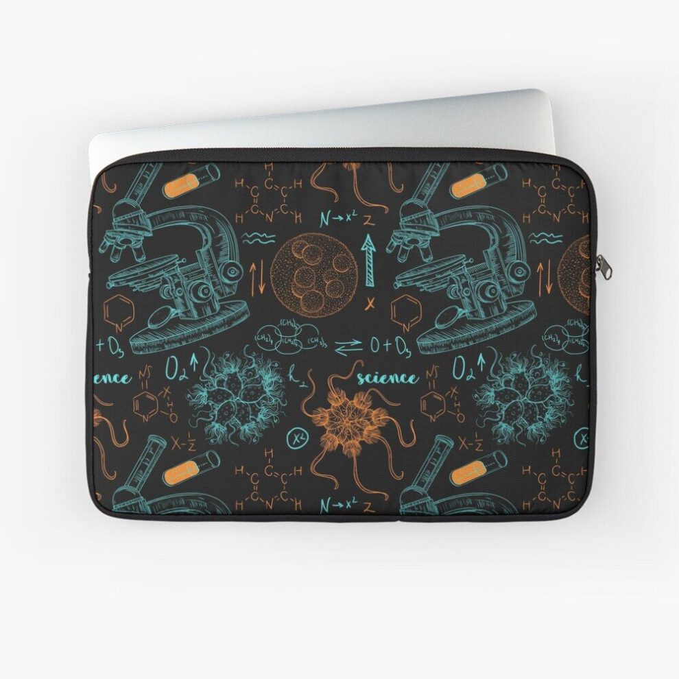 Laptop Sleeve Vintage Seamless Pattern Old Chemistry Laboratory With Microscope, Tubes 10 12 13 15 17 Inch Case Notebook Tablet Carrying Bag Cover 7802738463194