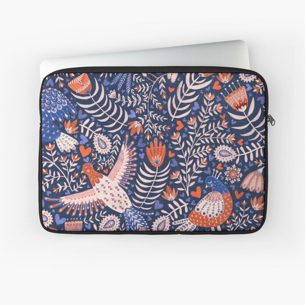Laptop Sleeve Swedish Folk Art Birds On Dark 10 12 13 15 17 Inch Case Notebook Tablet Carrying Bag Cover Blue 7802738445640
