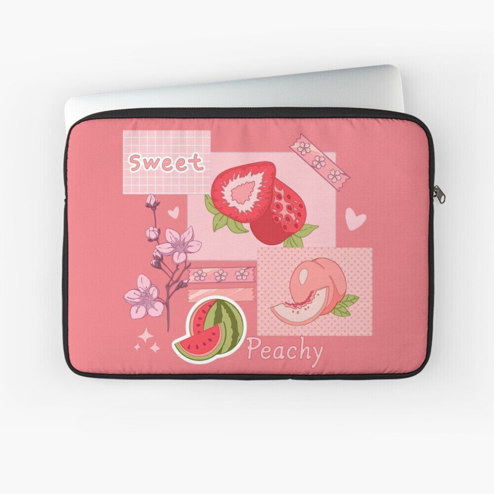 Laptop Sleeve The Peachy Design With Various Berries, Fruits 10 12 13 15 17 Inch Case Notebook Tablet Carrying Bag Cover Pink 7802738457391