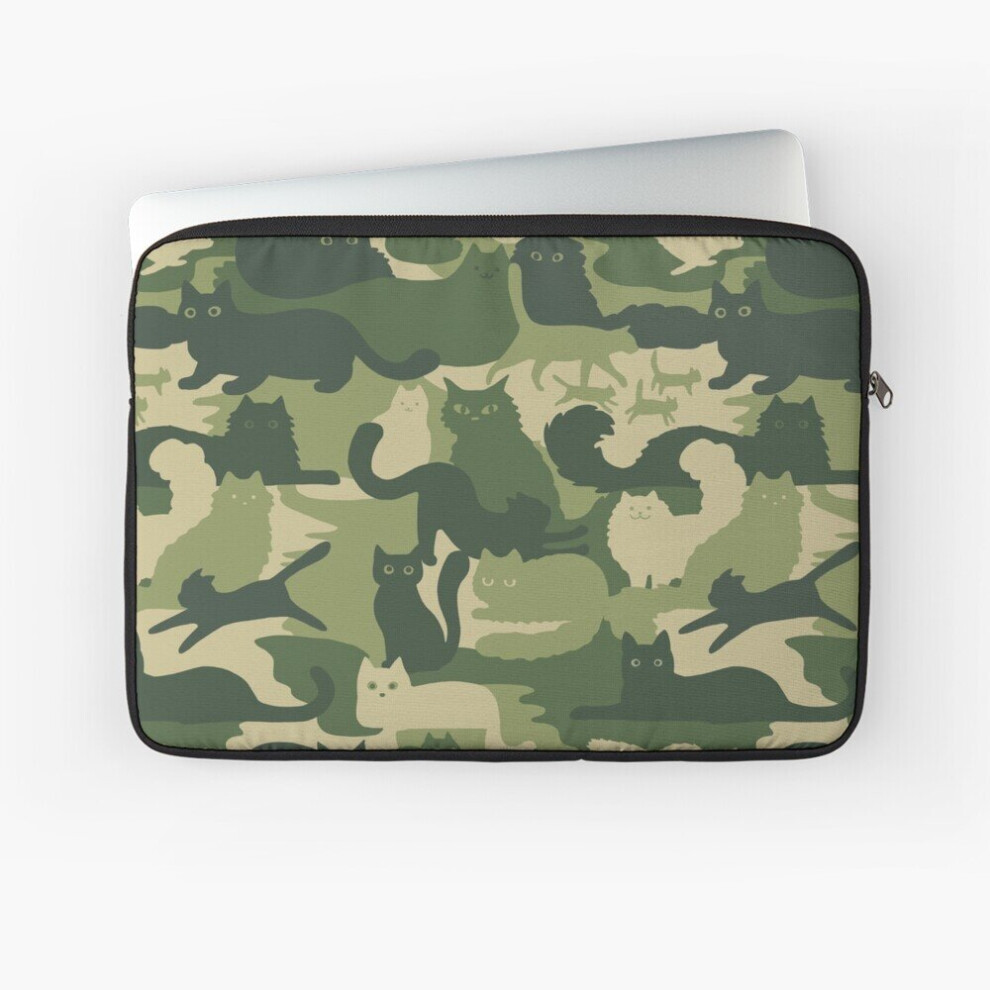 Laptop Sleeve Camouflage Pattern With Cats Cat Camo 10 12 13 15 17 Inch Case Notebook Tablet Carrying Bag Cover Green 7802738507744