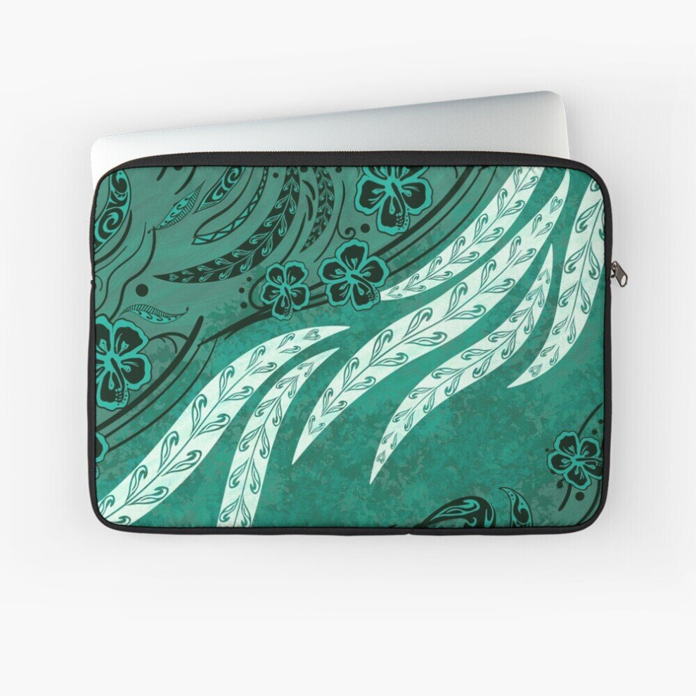 Laptop Sleeve Hawaiian - Polynesian - Samoan Teal Tribal Floral Splash 10 12 13 15 17 Inch Case Notebook Tablet Carrying Bag Cover 7802738495157