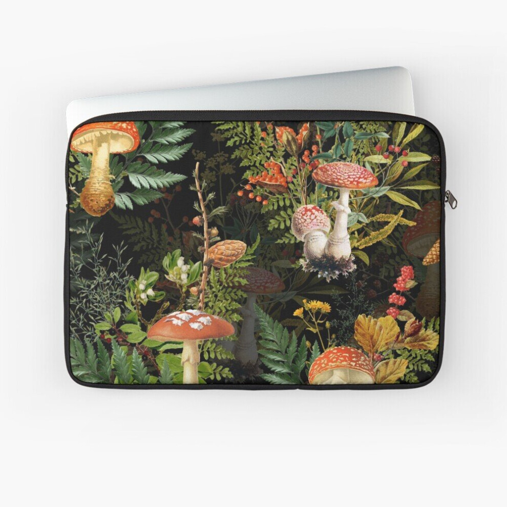 Laptop Sleeve Vintage Toadstools In The Forest On 10 12 13 15 17 Inch Case Notebook Tablet Carrying Bag Cover Black 7802738506501