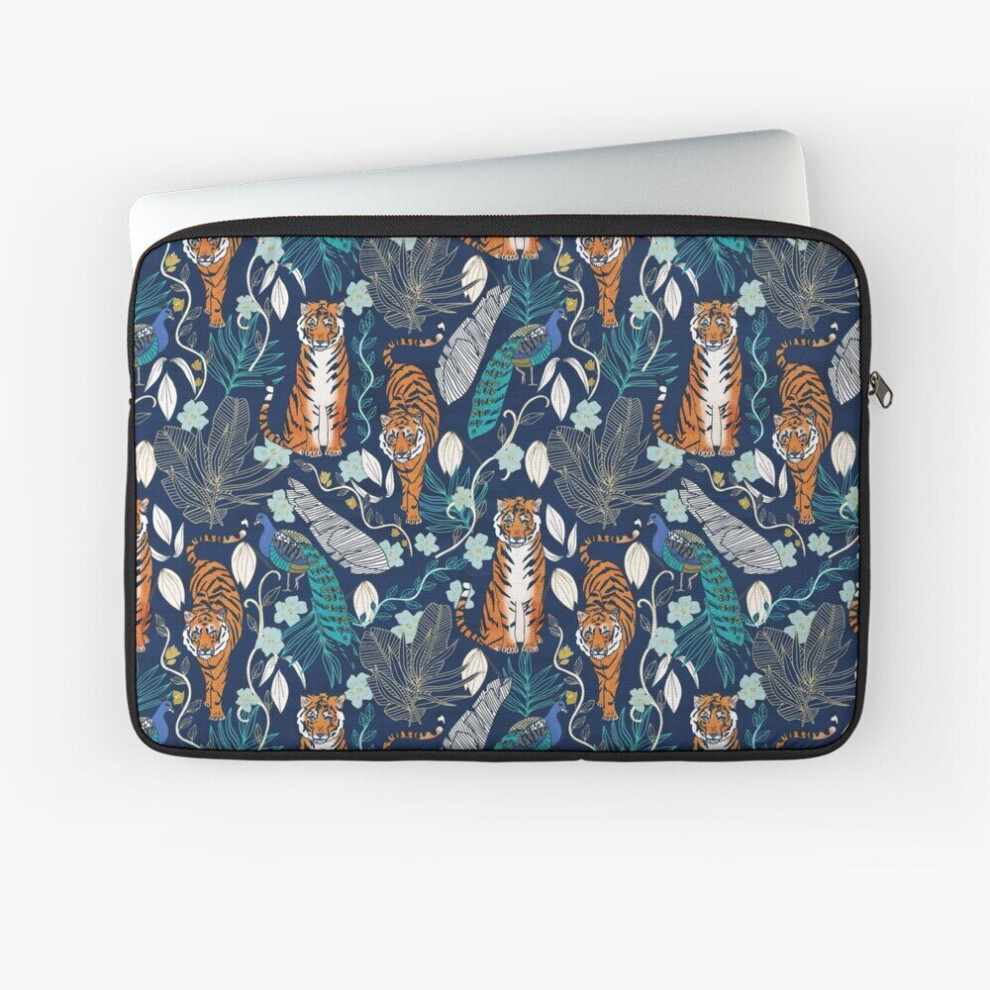 Laptop Sleeve Tiger Toile on Navy 10 12 13 15 17 Inch Case Notebook Tablet Carrying Bag Cover