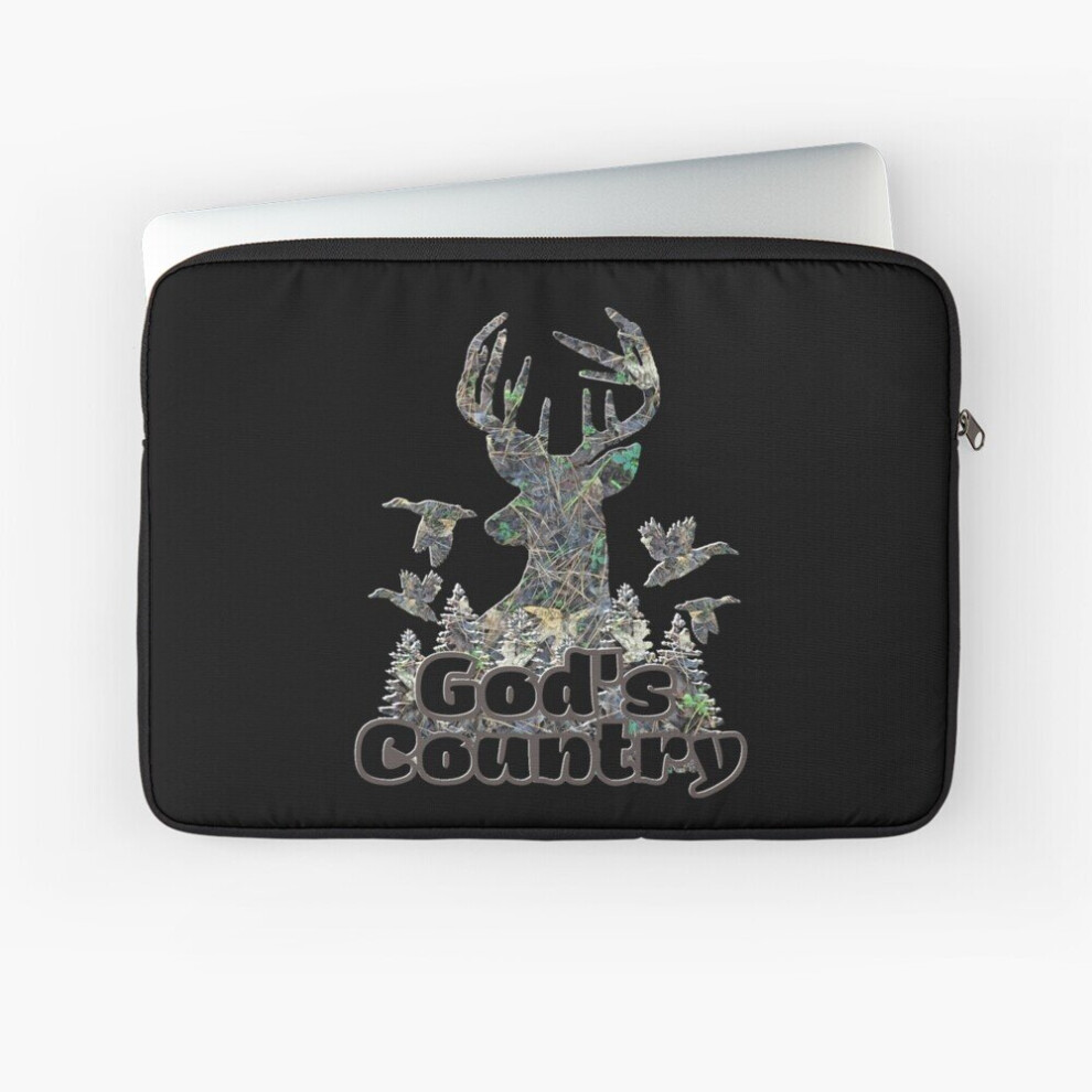 Laptop Sleeve God's Country Camouflage Whitetail Buck Deer Camo Flying Ducks Hunting 10 12 13 15 17 Inch Case Notebook Tablet Carrying Bag Cover 7802738486896