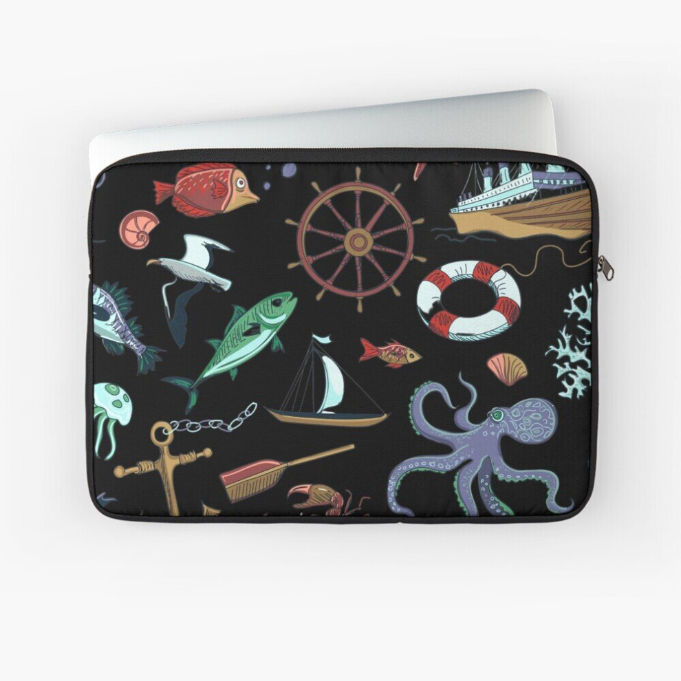 Laptop Sleeve Aquatic And Nautical Wonderland On 10 12 13 15 17 Inch Case Notebook Tablet Carrying Bag Cover Black 7802738492002