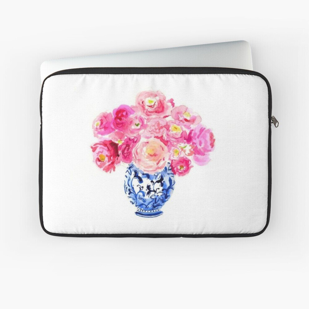 Laptop Sleeve Peonies In Blue And White Chinese Vase Watercolour 10 12 13 15 17 Inch Case Notebook Tablet Carrying Bag Cover Blue,White 7802738502664