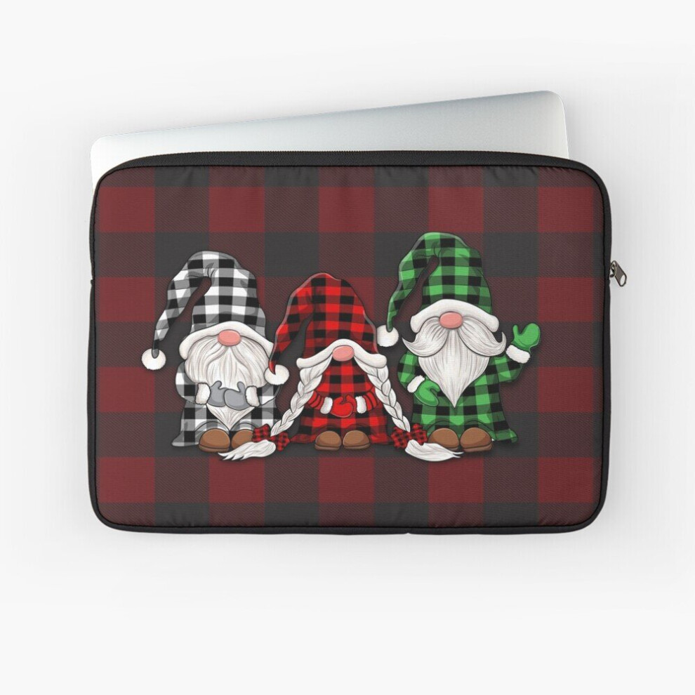 Laptop Sleeve Cute Gnomes Buffalo Plaid Pattern Gift Funny Christmas Gnome 10 12 13 15 17 Inch Case Notebook Tablet Carrying Bag Cover 7802738479744