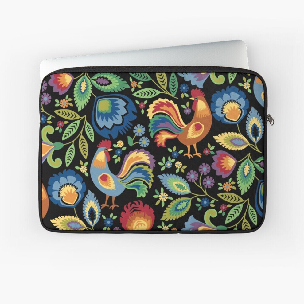 Laptop Sleeve Folk Roosters 10 12 13 15 17 Inch Case Notebook Tablet Carrying Bag Cover 7802738428414