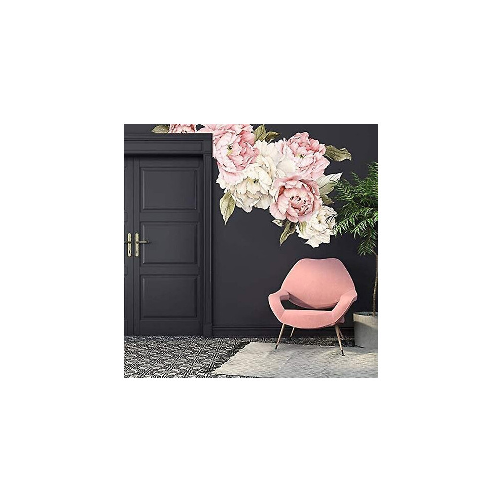 Sunrain Murwall Floral Peonies Wall Decal, Peony Bouquet Flowers Removable Peel And Stick Wall Sti