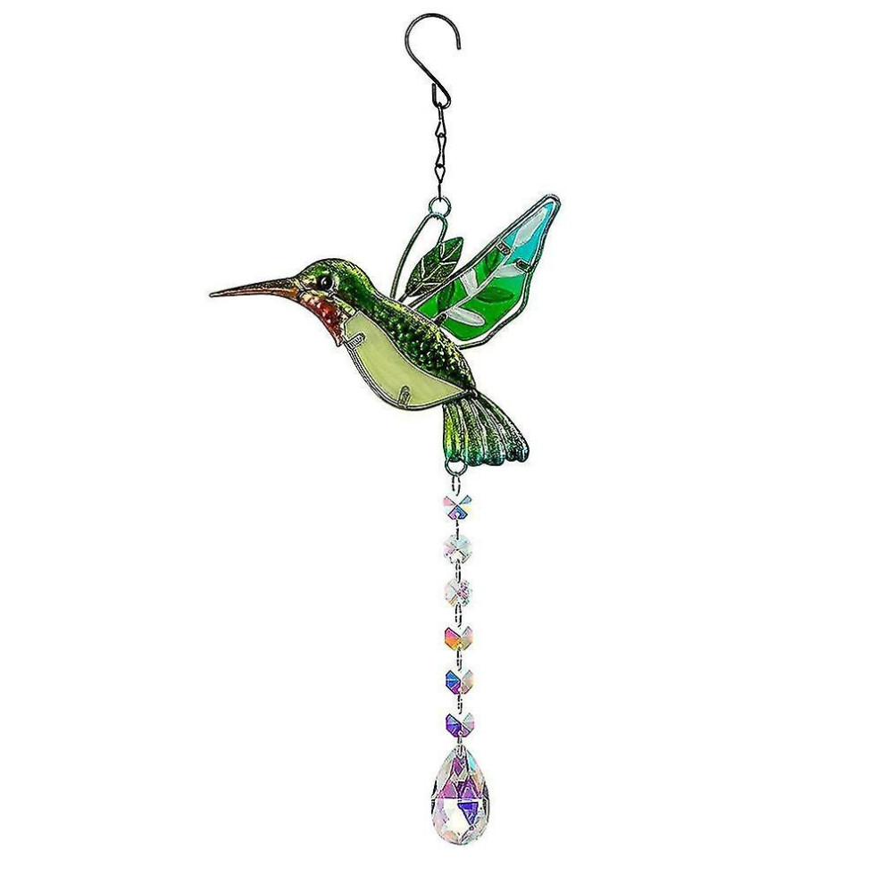 Hummingbird Crystal Decorative Sun Catcher, Home Decor, Handmade Window Hanging Wind Chimes Outdoor