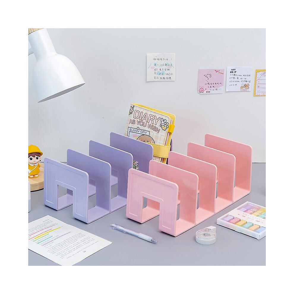 2pcs Book Stand, Desk Top Book Storage Dividers, Book Desk Shelves, Book Clips, Clear Acrylic Bookends