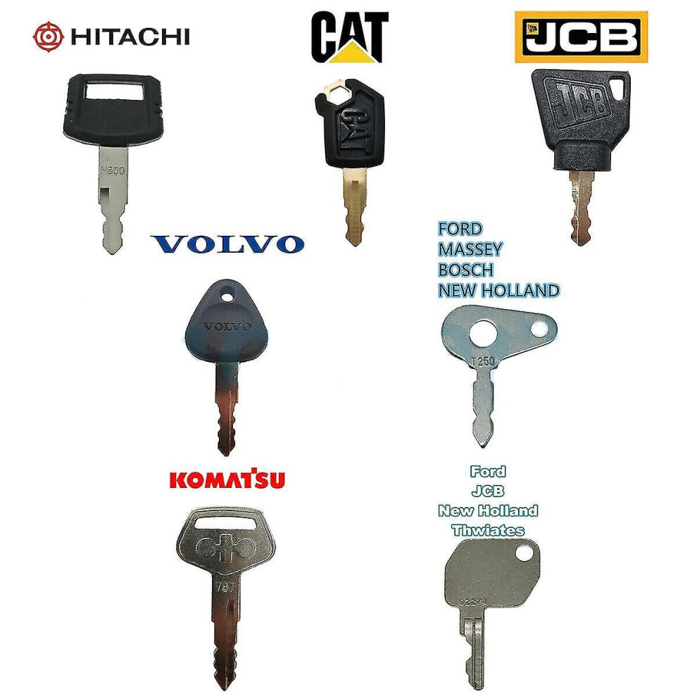 7 Master Plant Key Excavator Dumper Jcb Komatsu Volvo Thwaites Cat Hitachi Lucas