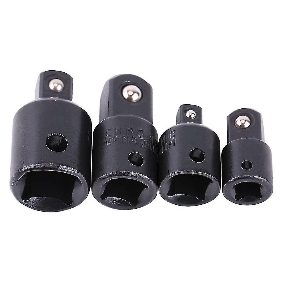 Impact Socket Adapter And Reducer Set 4pcs Socket Driver Converter For Impact Driver Conversions Extentsion Ratchet Wrenches 1/4" 3/8" 1/2"black4pcs