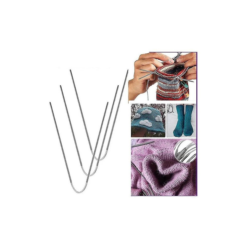 3pcs Knitting Needles Knitting Tool Stainless Steel Circular Flexible Sock Knitting Needle