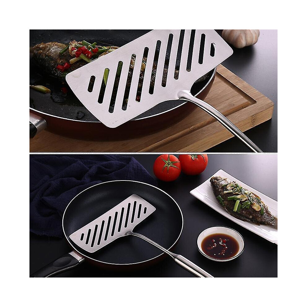 Stainless Steel Wide Fried Fish Spatulas Professional Easier For Flipping Frying