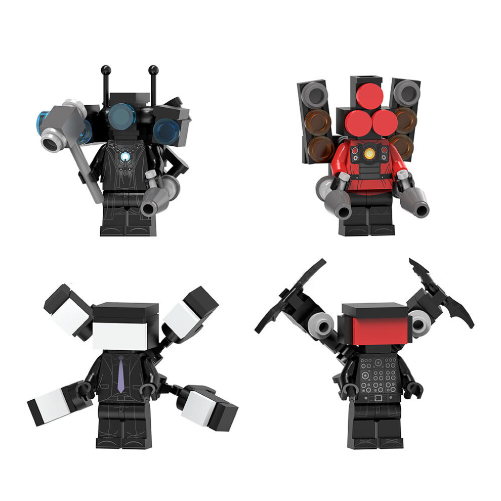 (Style C 4pcs) 12pcs Toilet Man Series Super Titan TV Man Audio Man Monitor Man Assembly Building Block Toy Bag