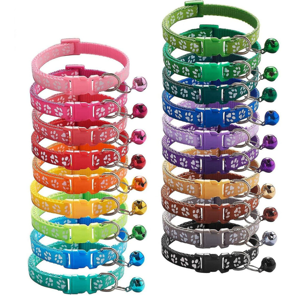 19pcs Puppy Id Collars With Bell Adjustable 19-32cm, Soft Nylon Adjustable Reflective Identification Collars For Newborn Pets