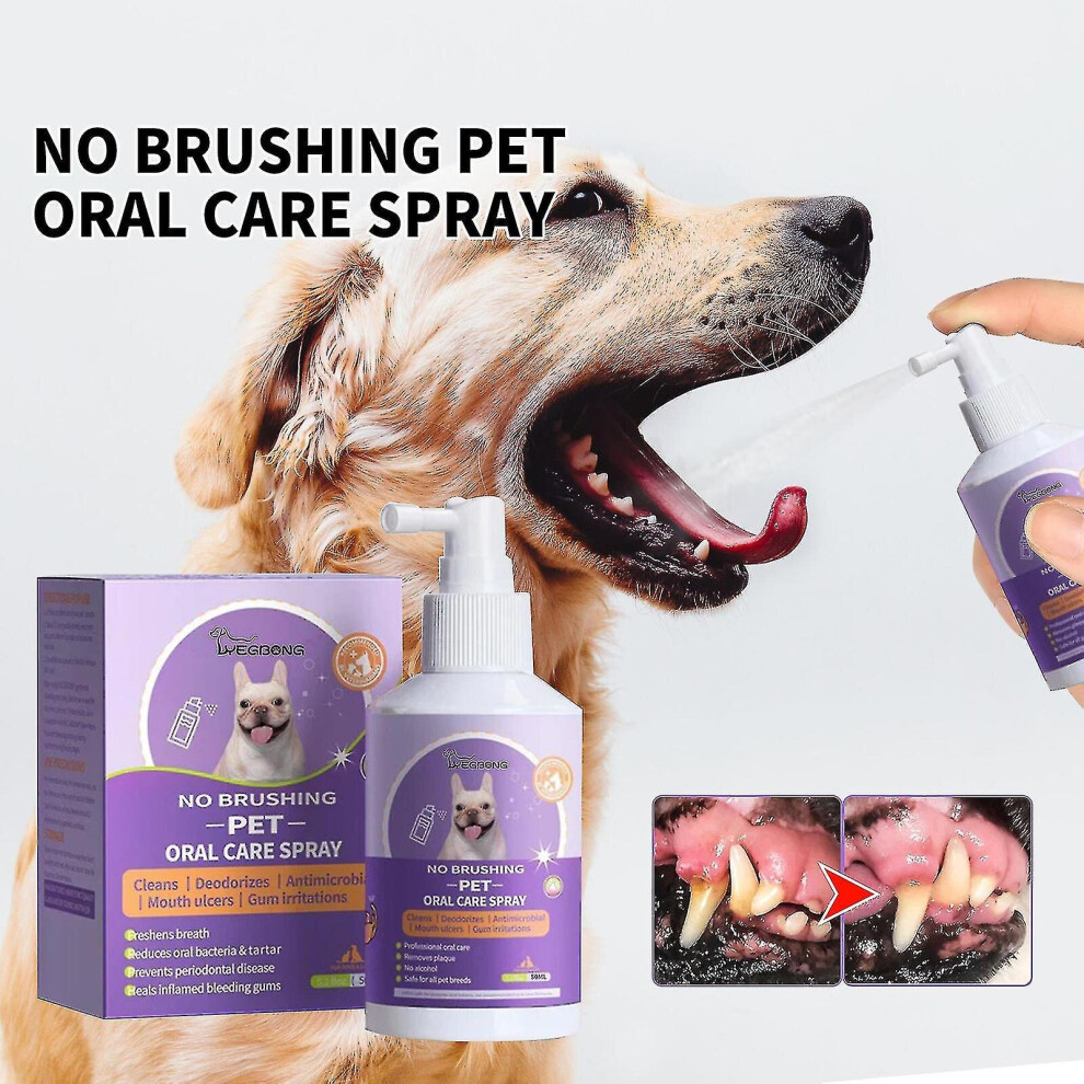 3pcs Pets Dog Teeth Cleaning Whitening Spray, Teeth Cleaning Spray Dogs Cats, Eliminate Bad Breath, Targets Tartar